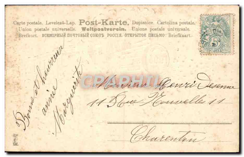 CPA Fantaisie Train Annee 1906 — Verso