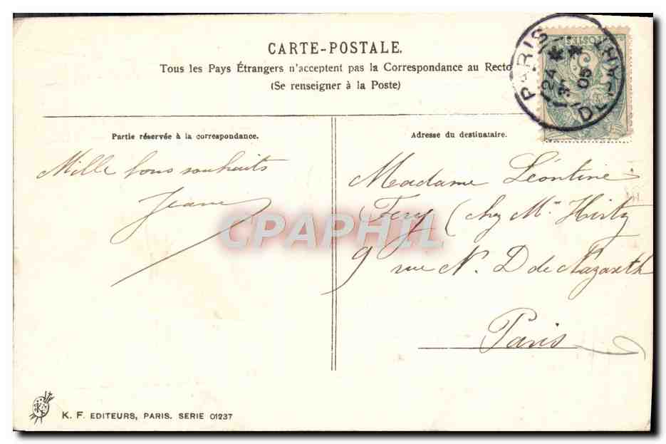 CPA Fantaisie Enfants Annee 1906 — Rückseite