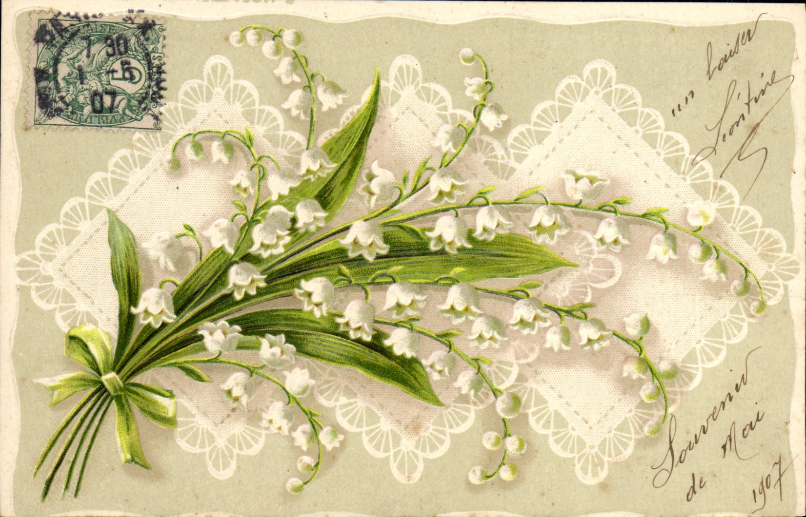 CPA Fantaisie Fleurs Muguet