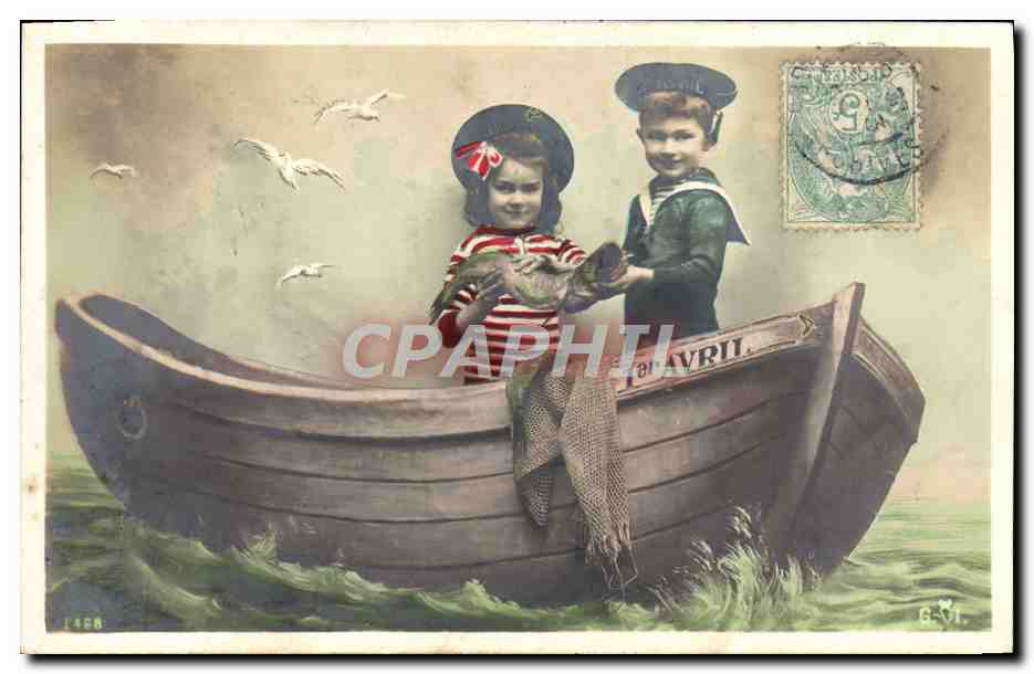 CPA Fantaisie Enfants Marins 1er Avril