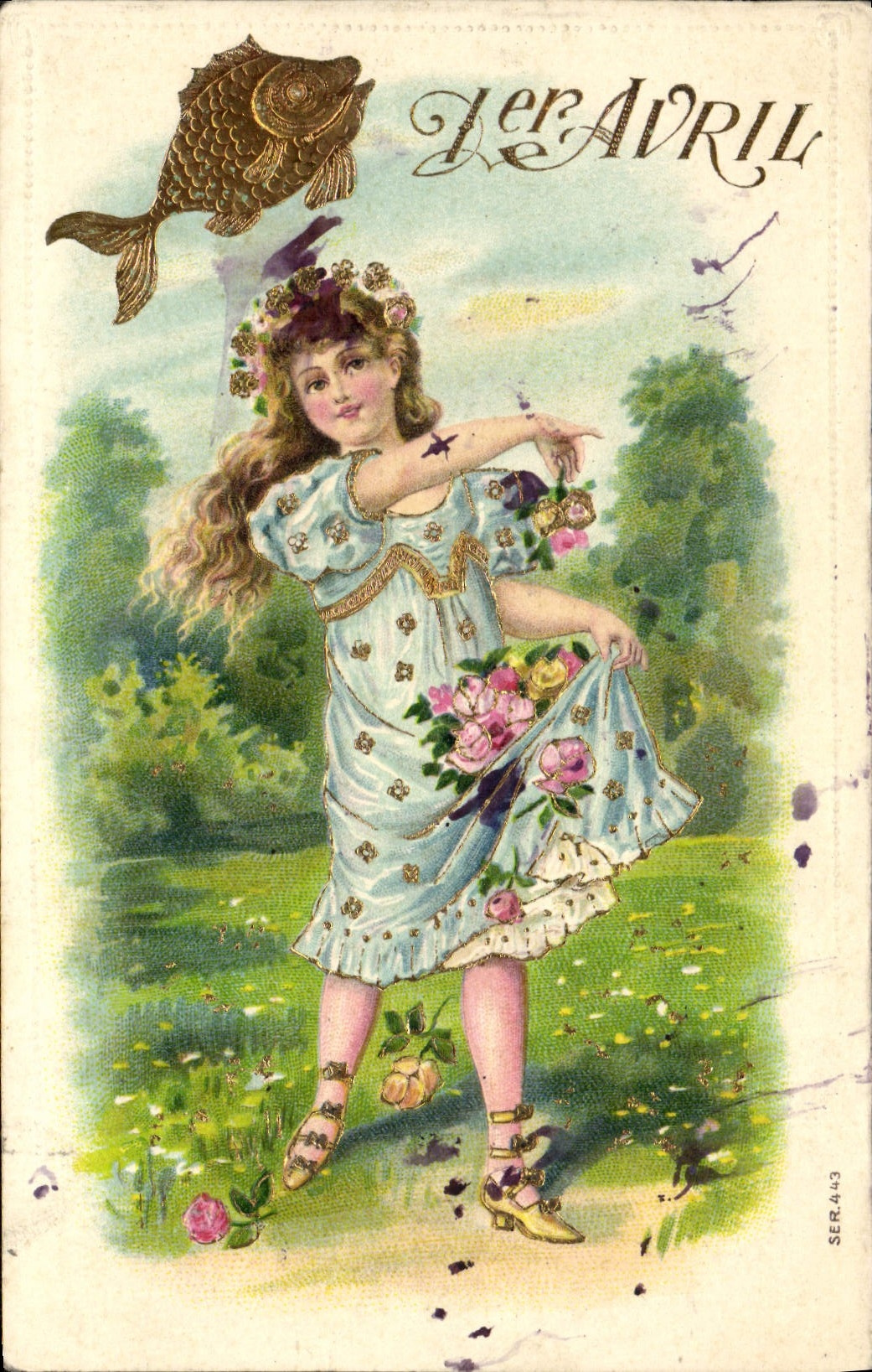 CPA Fantaisie Enfant Poisson 1er Avril