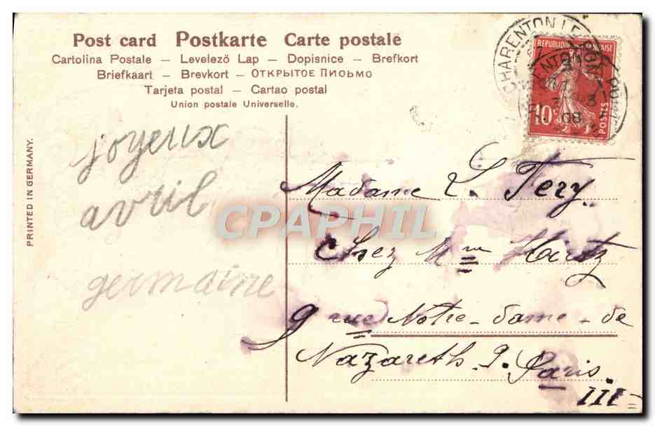 CPA Fantaisie Enfant Poisson 1er Avril — Verso