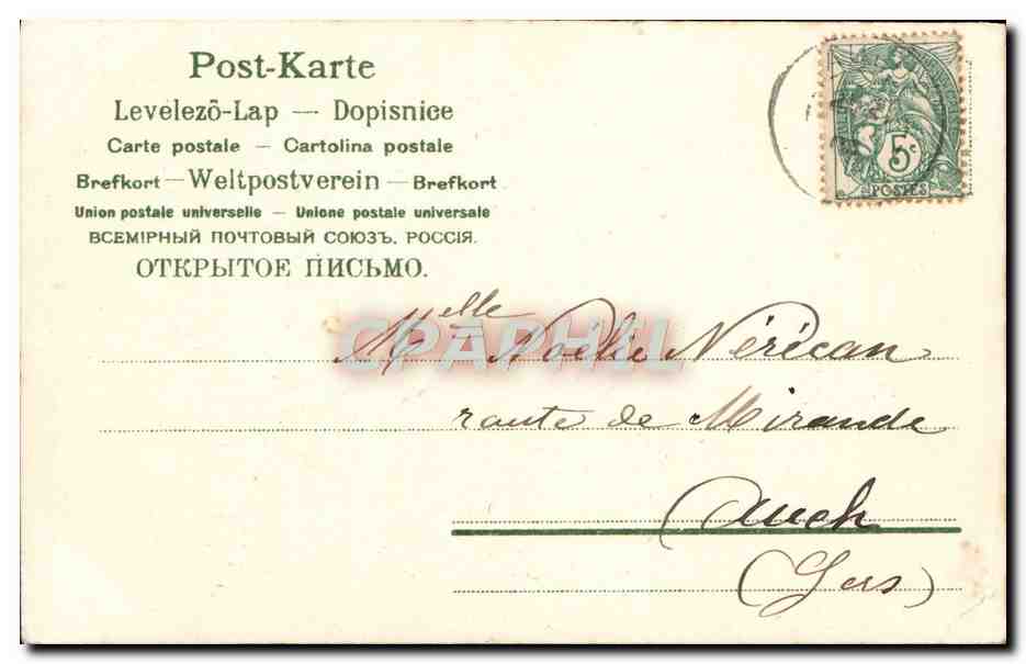 CPA Fantaisie Fleurs Souvenir Affectueux Hirondelles — Verso