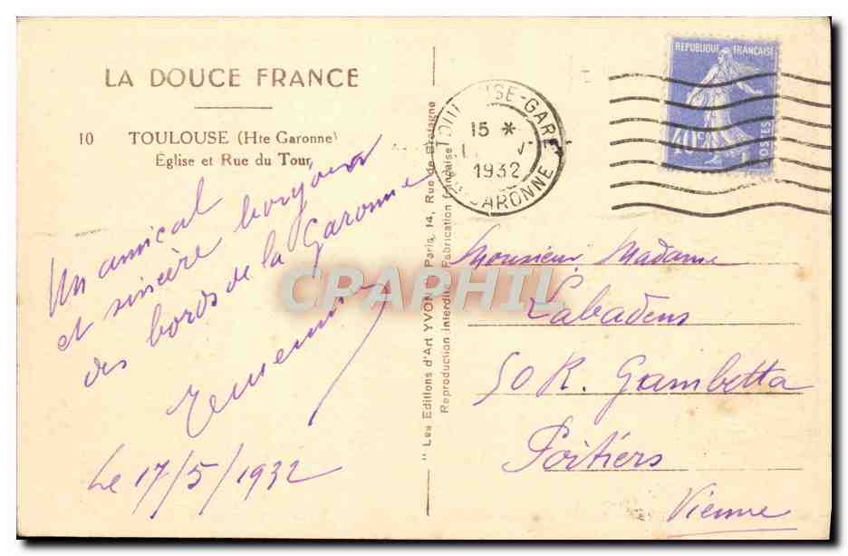 Bourloune — Kirche und Straße du Tour — Les Éditions d'Art Yvon, Paris — Rückseite