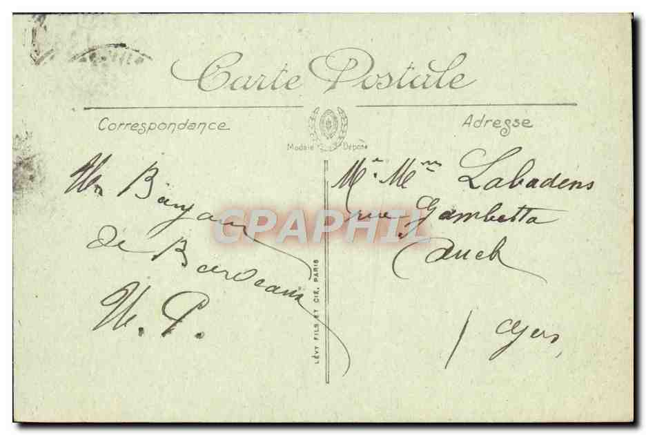 Place et Allées de Tourny — Bordeaux — Lévy Fils & Cie, Paris, n°109 — Verso
