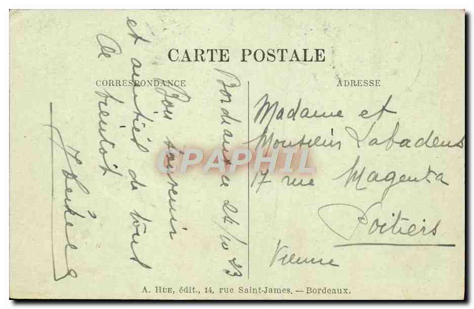 CPA Bordeaux Place De La Comedie — Verso