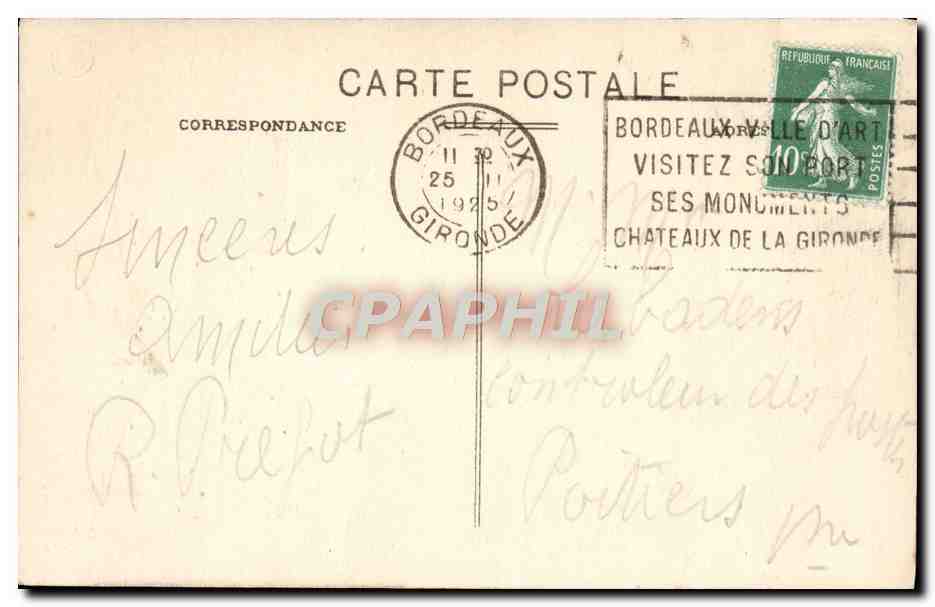 CPA Bordeaux Le Monument Des Girondins et le Cours du Marechal Foch — Verso