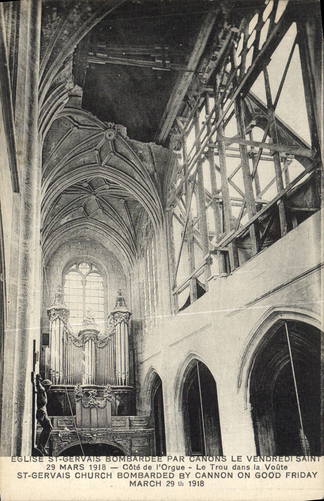 Kirche Saint-Gervais — Schäden durch eine Bombardierung am 29. März 1918 — Verleger unbekannt