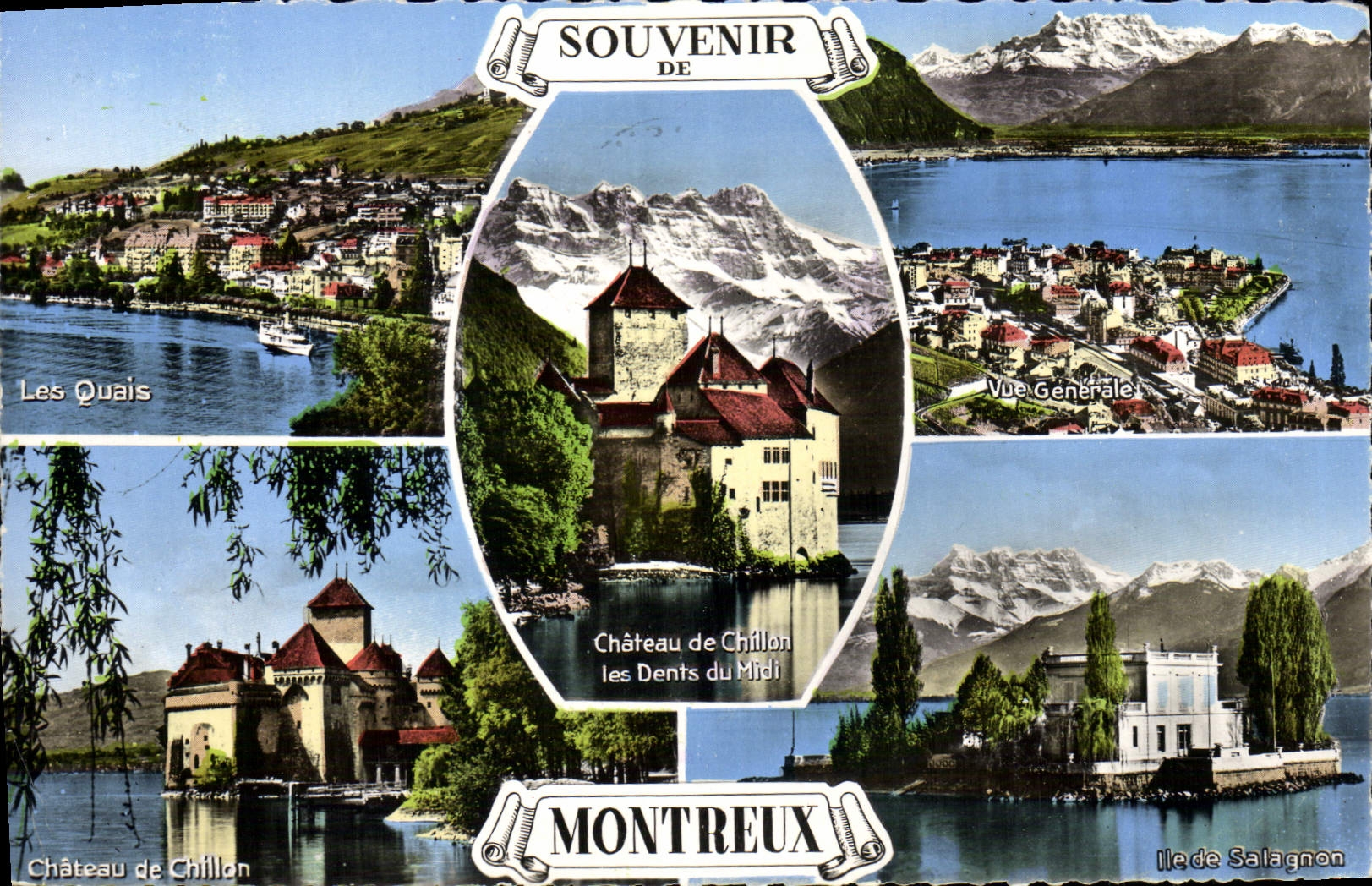 CPM Souvenir De Montreux Les quais Vue generale Chateau de Chillon 