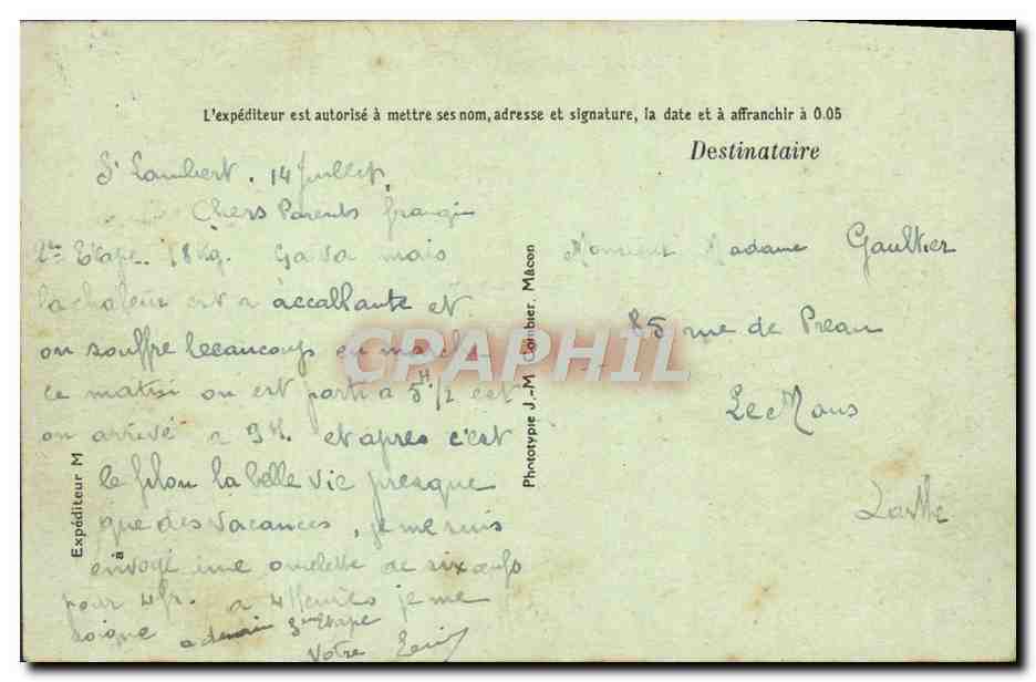 LE MONT-de-JEUX et la vallée de Rilly — Édit. Bauer, St-Lambert — Verso