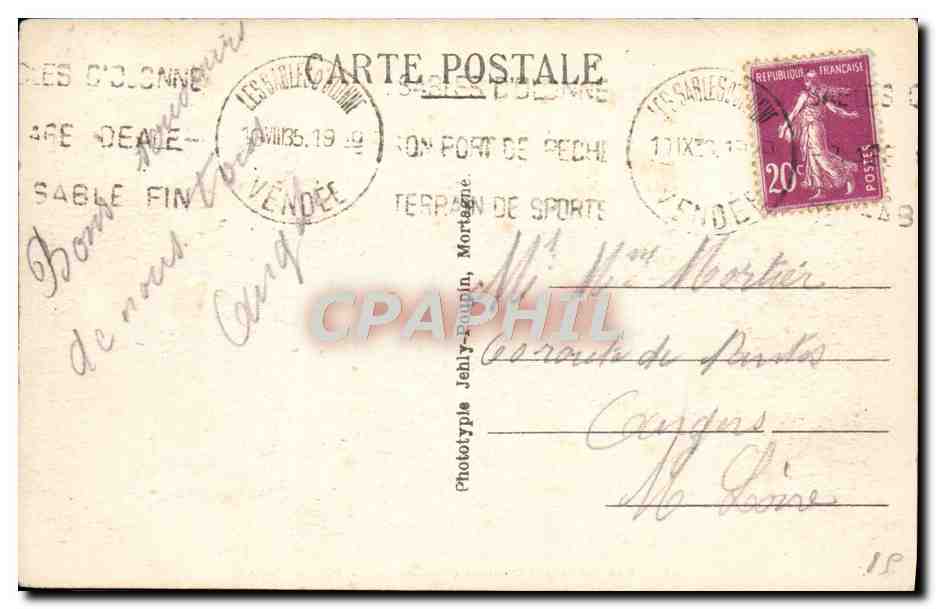 Les Sables-d'Olonne (Vendée) — Le Port de Pêche — Phototype Jenly-Roupin, n°47 — Rückseite