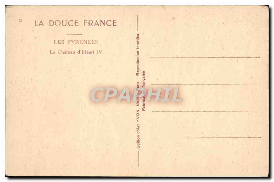 CPA Les Pyrenees Le Chateau D'Henri IV — Rückseite