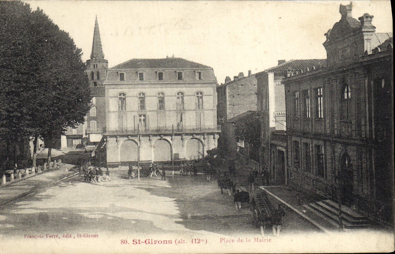 CPA St Girons Place De La Mairie Soldats Militaria
