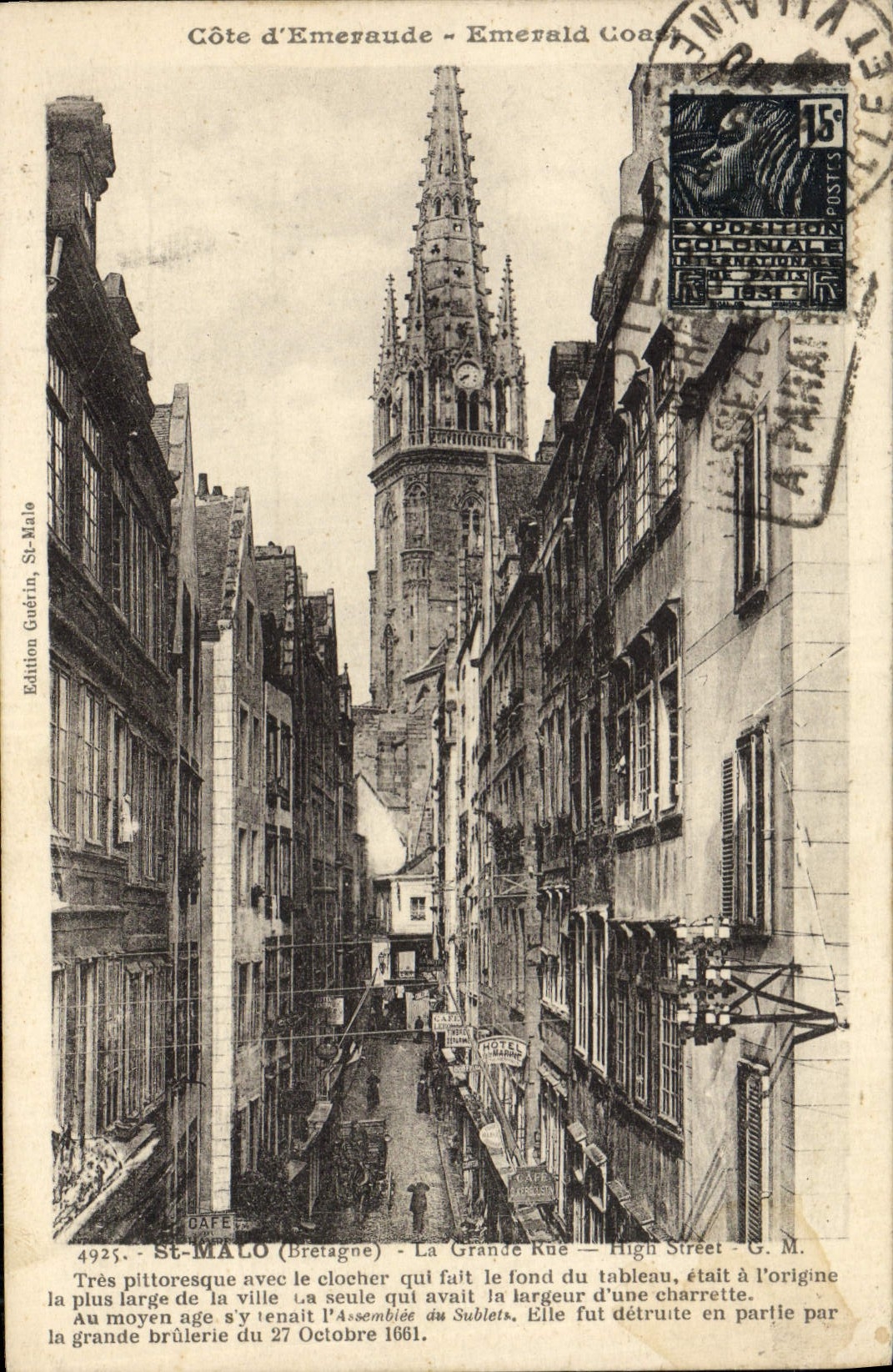 St-Malo (Bretagne) — Ansicht der Grande Rue — Edition Guérin, Nr. 4925