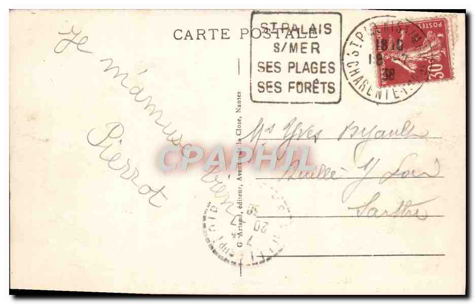 CPA Saint Palais Sur Mer Rochers Des Pierrieres Cachet Daguin — Back