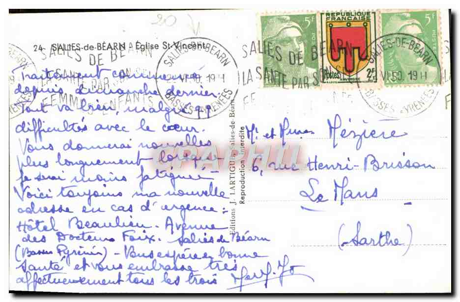 Église Saint-Vincent — Salies-de-Béarn — Éditions J. Lartigou — Verso