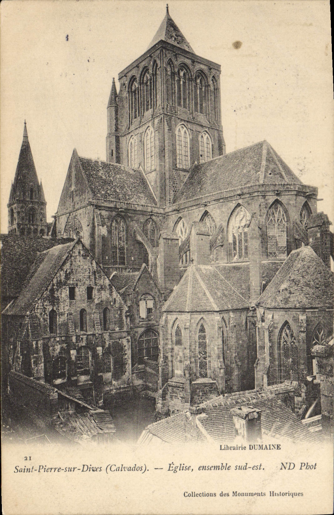 CPA Saint Pierre Sur Dives Eglise Ensemble Sud Est Cachet Caen au Mans 