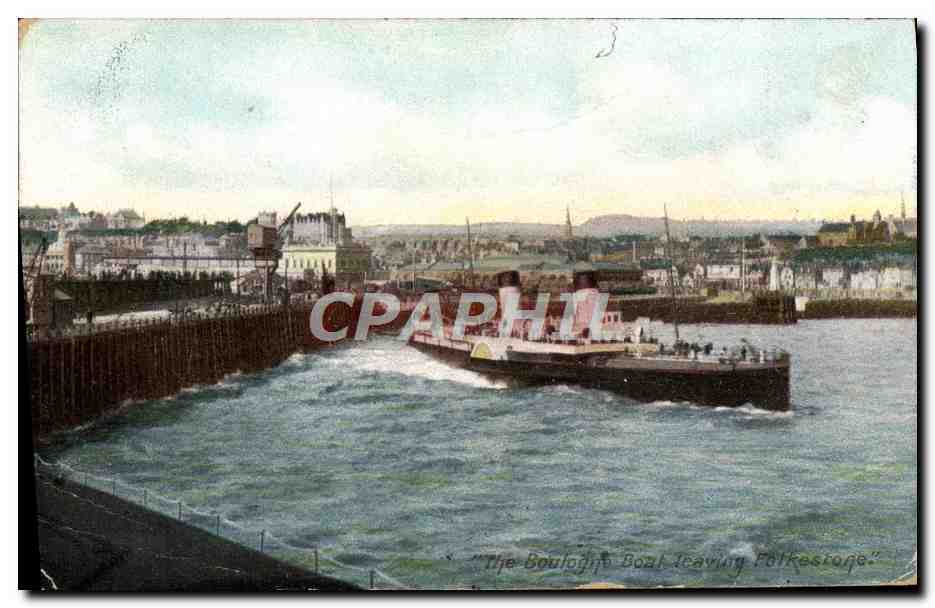 CPA The Boulogne Boat Leaving Folkestone