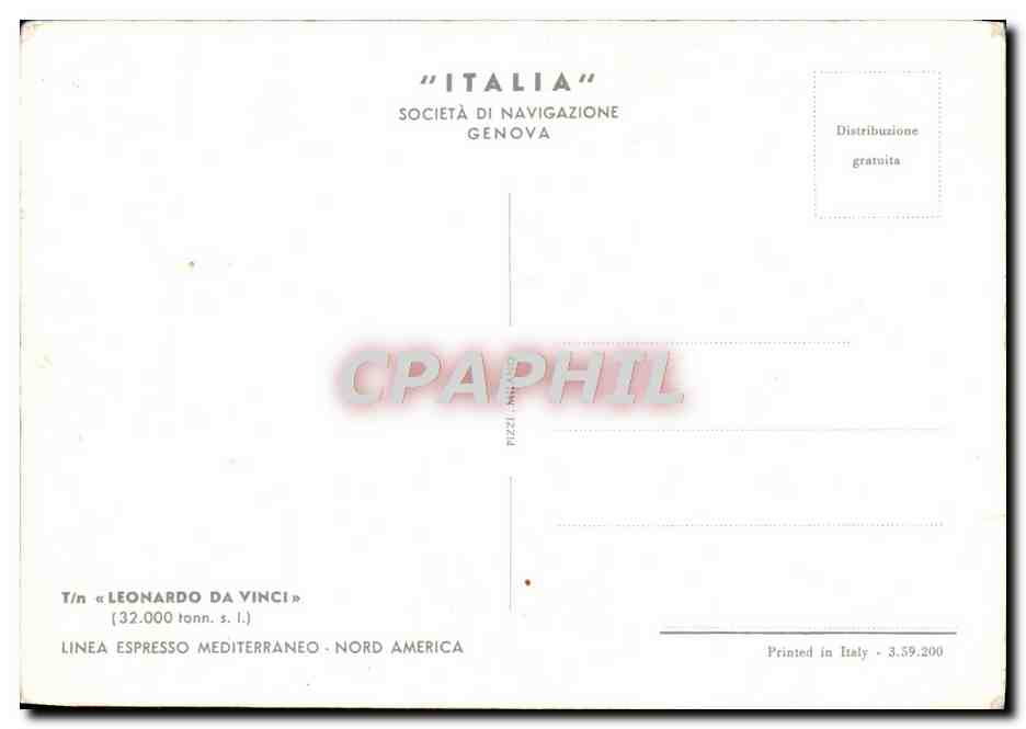 Cruiser Italia — Società di Navigazione Genova — série 3.59.200 — Verso