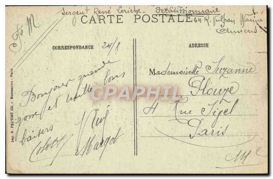 CPA La Guerre Amiens La Cathedrale Militaria — Rückseite