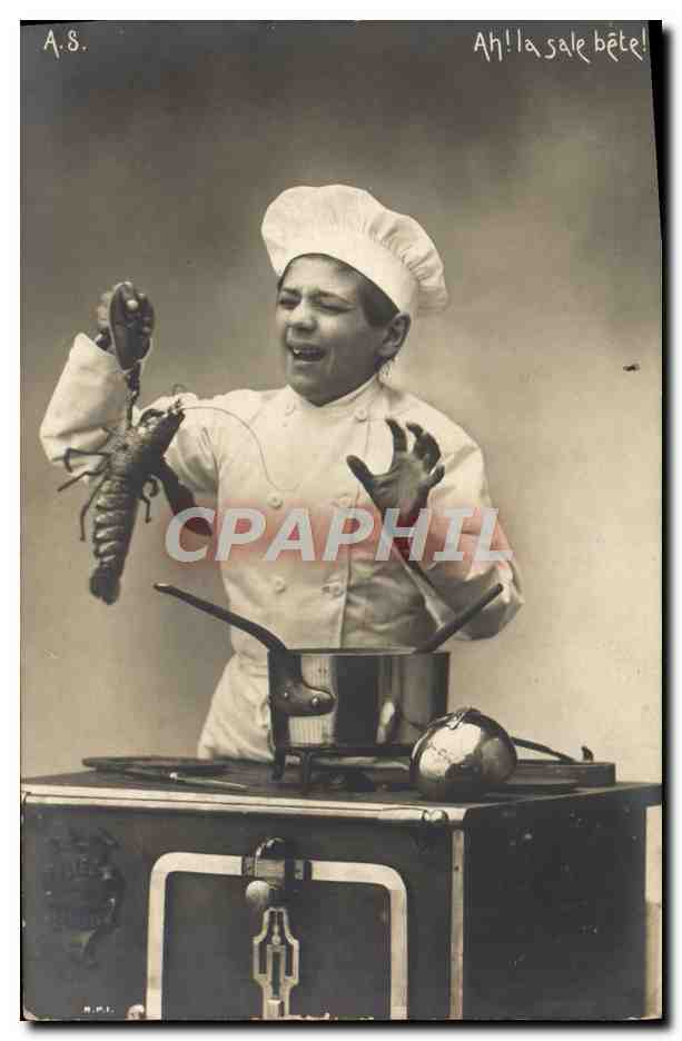 CPA Ah La Sale Bete Chef Homard 