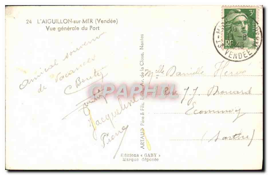 CPA L'Aiguillon Sur Mer Vue Generale Du Port — Back