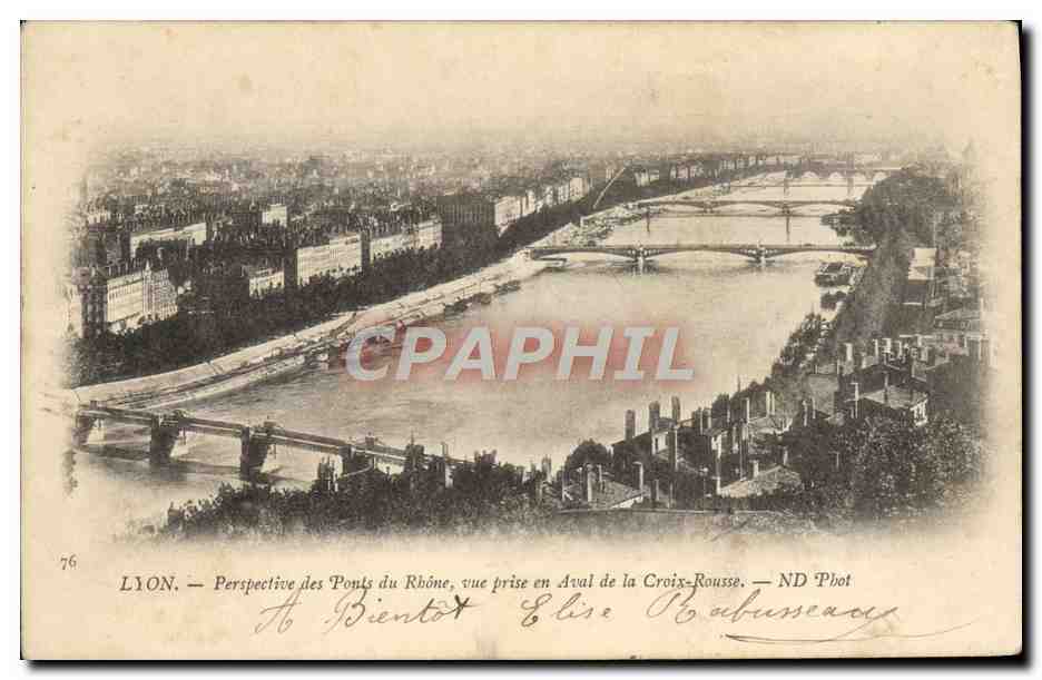 LYON — Perspektive der Brücken des Rhône, Aufnahme vom unteren Teil der Croix-Rousse — ND Phot