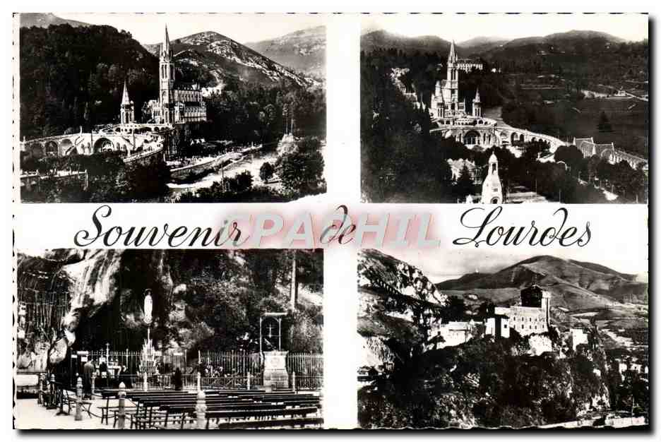 CPM Lourdes La Grotte et le chateau fort La basilique 