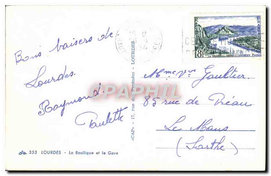 CPA Lourdes La Basilique Et Le Gave — Verso