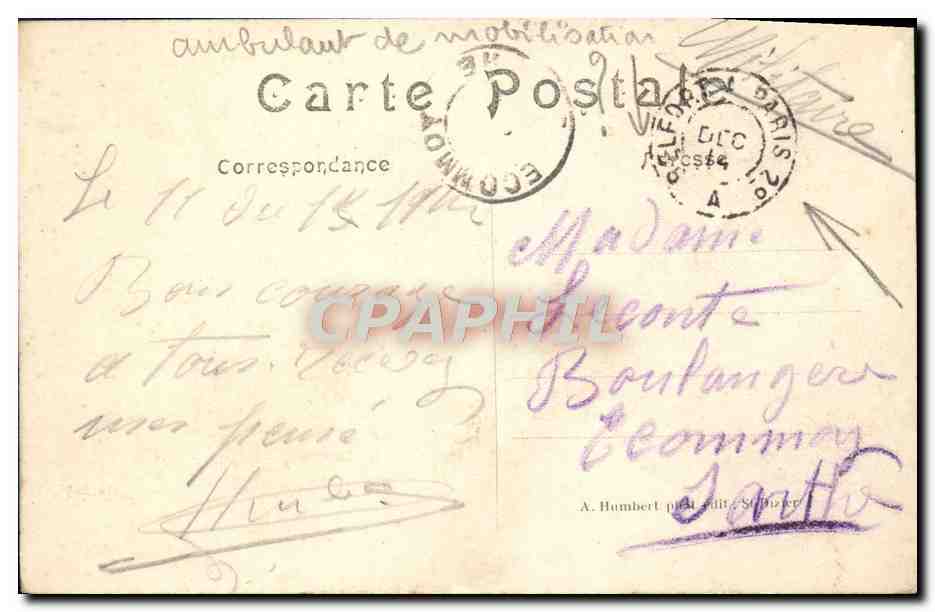 Sermizie-les-Bains (Marne) — La rue de Cheminon après le bombardement — A. Humbert, édit. Saint-Dizier — Rückseite