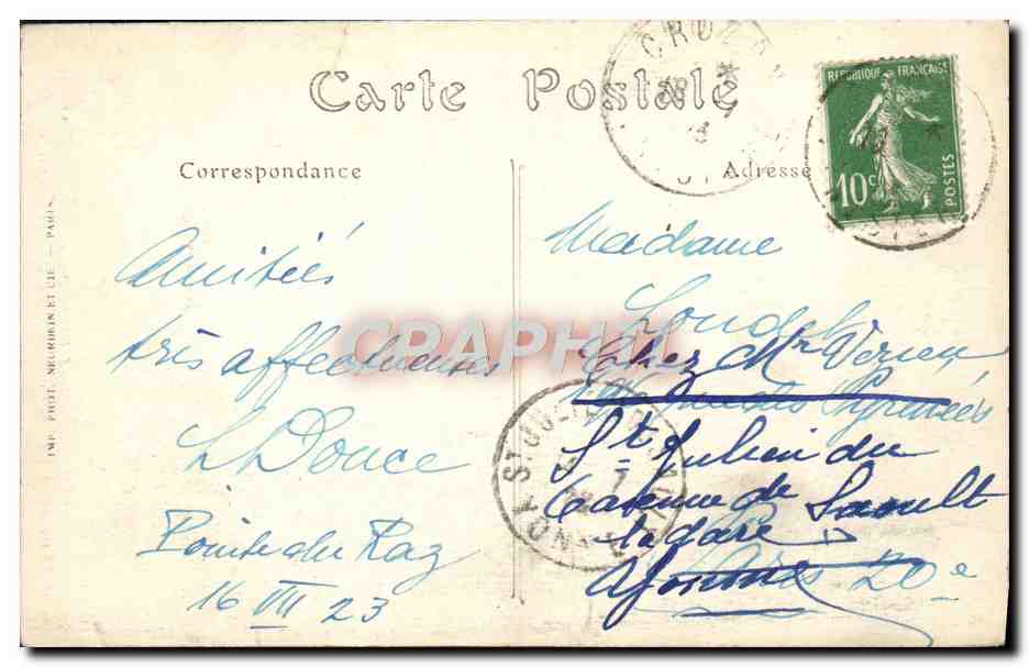 CPA Raz De Sein Le Phare De La Vieille — Rückseite