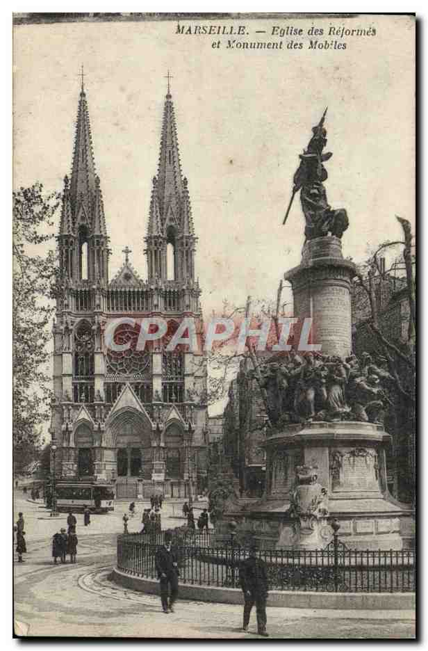 CPA Marseille Eglise Des Reformes et monument des Mobiles