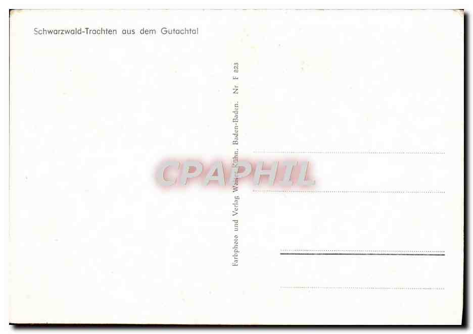 CPA Schwarzwald Trachten Aus Dem Gutachtal — Rückseite