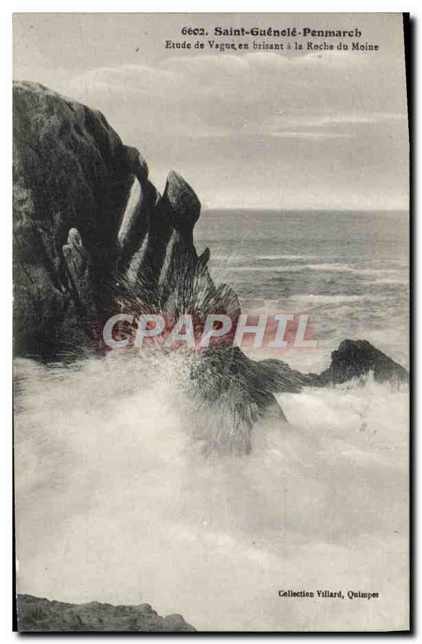 Saint-Guénolé-Penmarch — Etude de Vague en brisant à la Roche du Moine — Collection Villard, Quimper