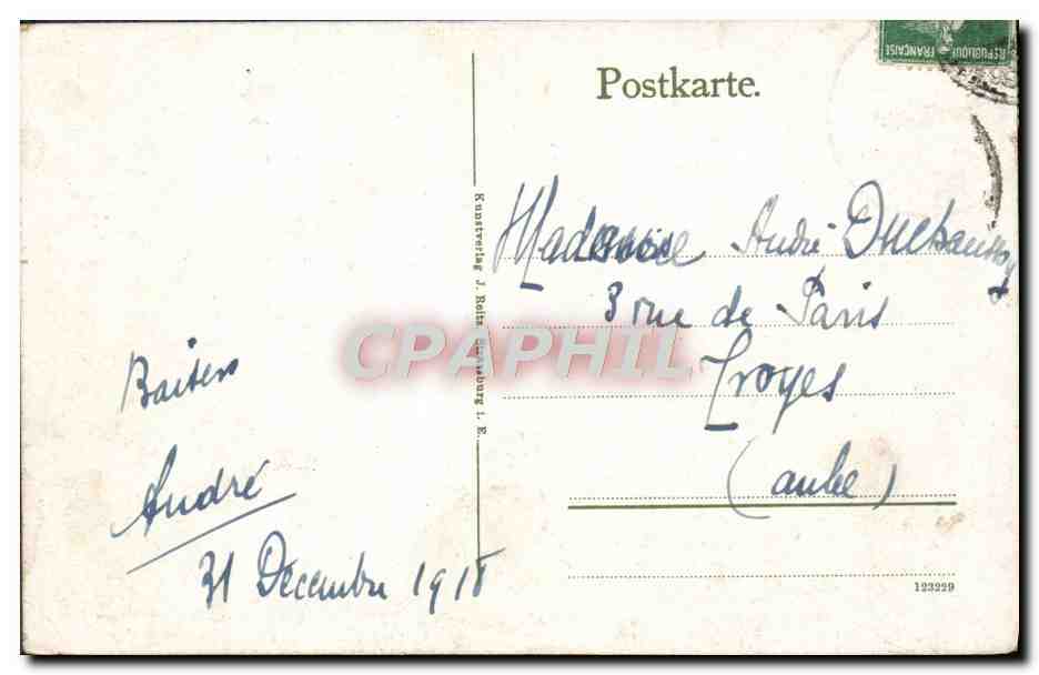 CPA Strasbourg Orangerie — Verso