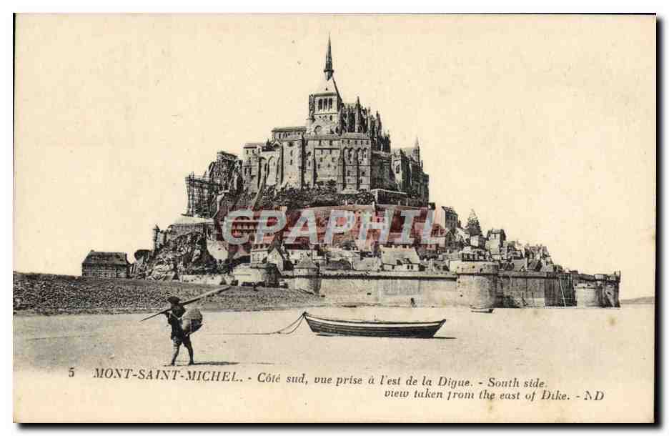 Mont-Saint-Michel — vue prise à l'est de la Digue — éditeur Lévy et Neudoin Réunis, n°5