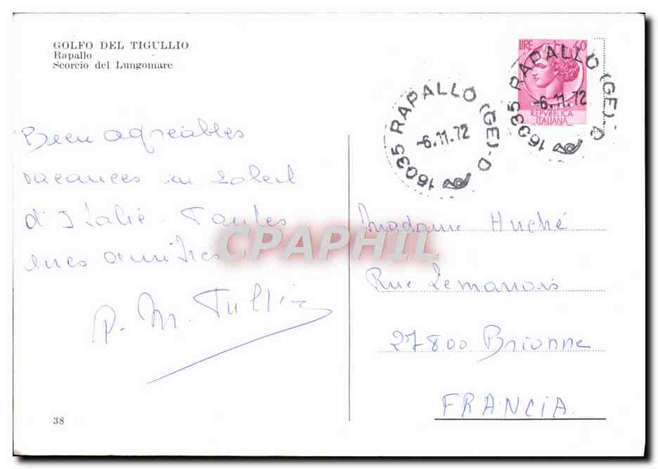 CPM Golfo Del Tigullio Rapallo Scorcio Del Lungoniare — Back