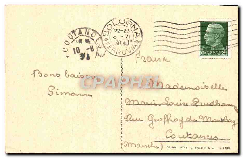 CPA Tomba di S Domenico Bologna — Rückseite