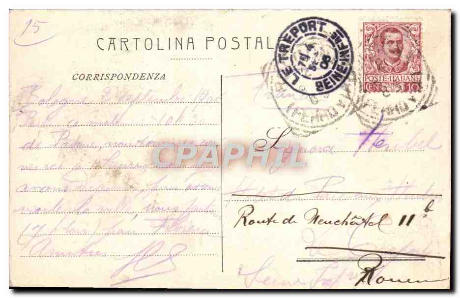 CPA Bologna Torri Asinelli e Garisenda — Rückseite