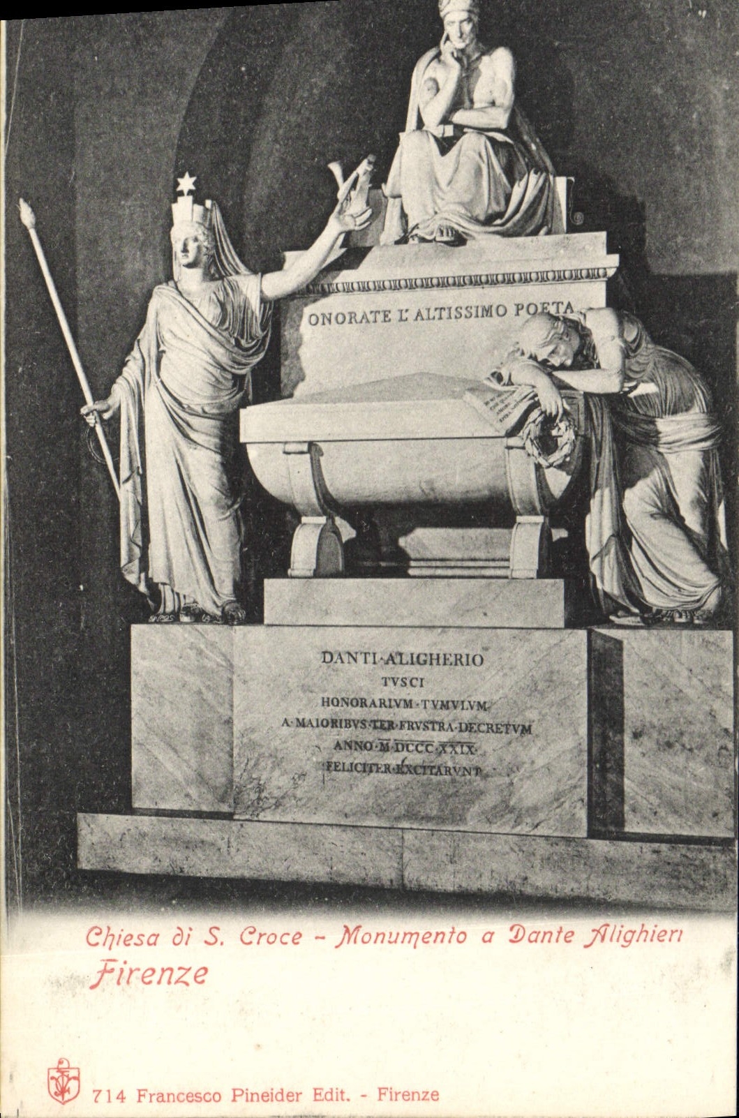 CPA Firenze Monumento a Dante Alighien Chiesa di S Croce