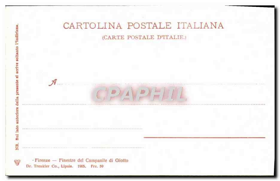 CPA Firenze Finestre del Campanile di Giotto  — Rückseite