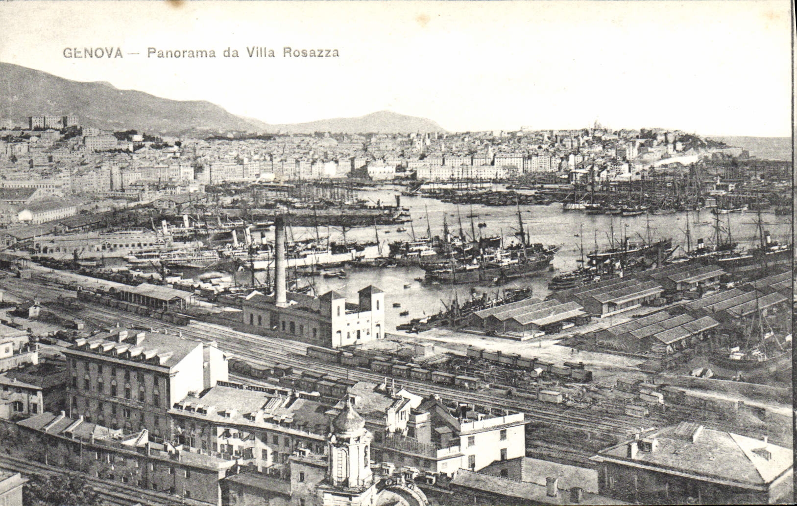 CPA Genova Panorama Da Villa Rosazza Bateaux