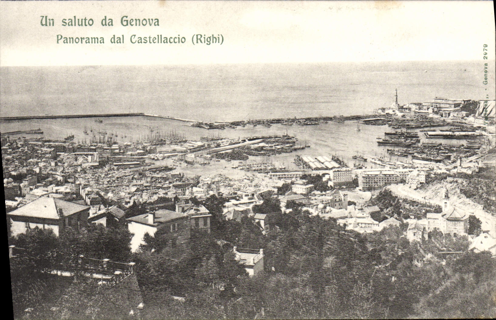 CPA Un Saluto Da Genova Panorama dal Castellacio Righi