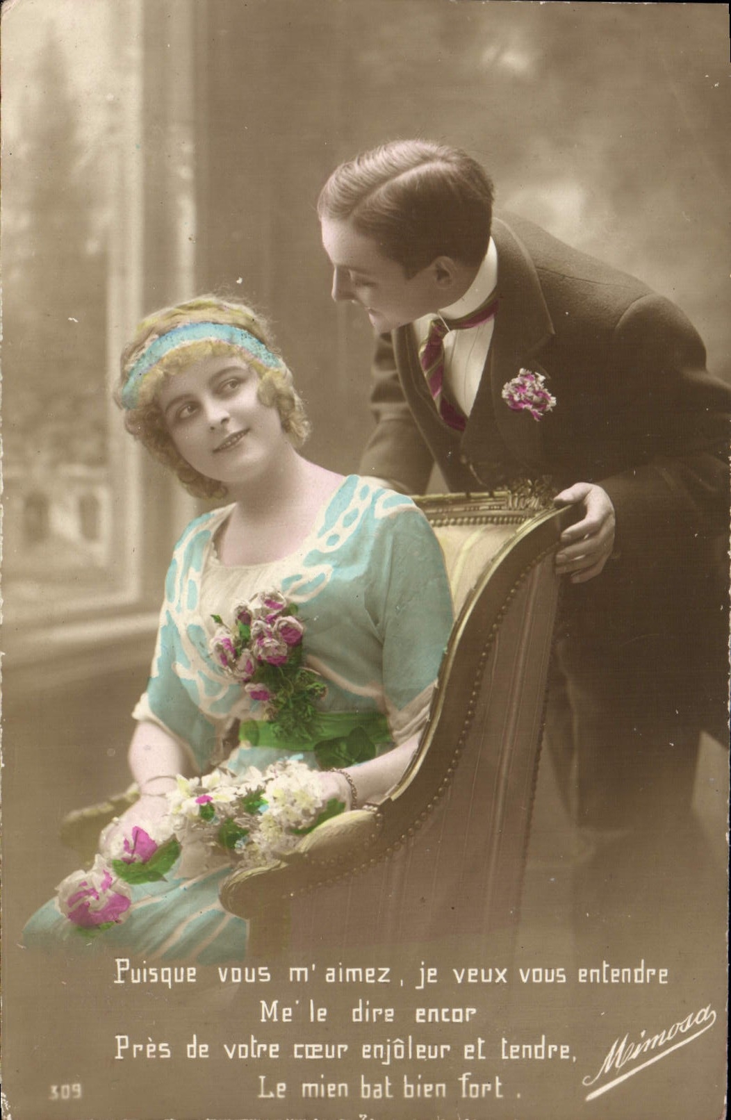 Jeune couple — scène amoureuse — Mimosa, n° 309