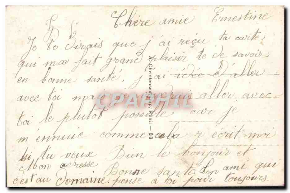 Jeune couple — scène amoureuse — Mimosa, n° 309 — Verso