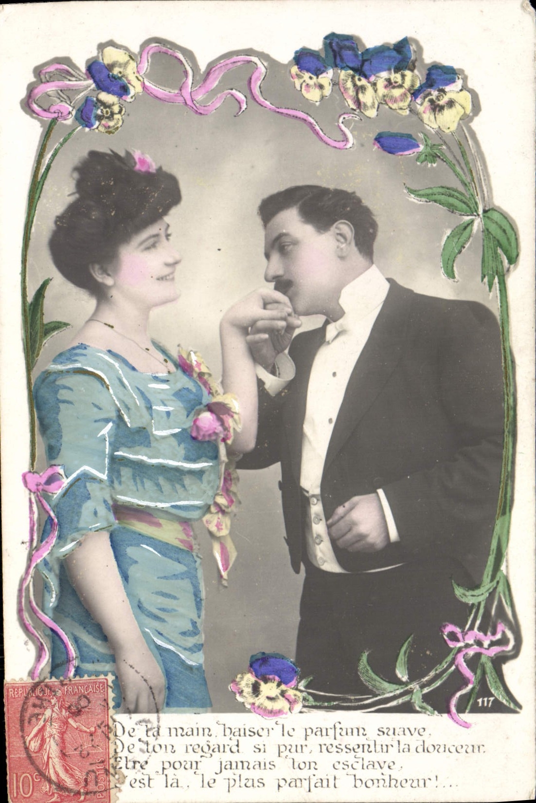 Couple amoureux — poème amoureux — République Française, n° 117 - Recto