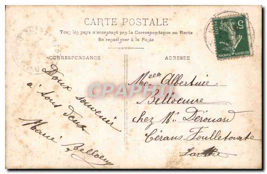 Couple en scène romantique — texte imprimé — éditeur E. K. n° 201 — Rückseite