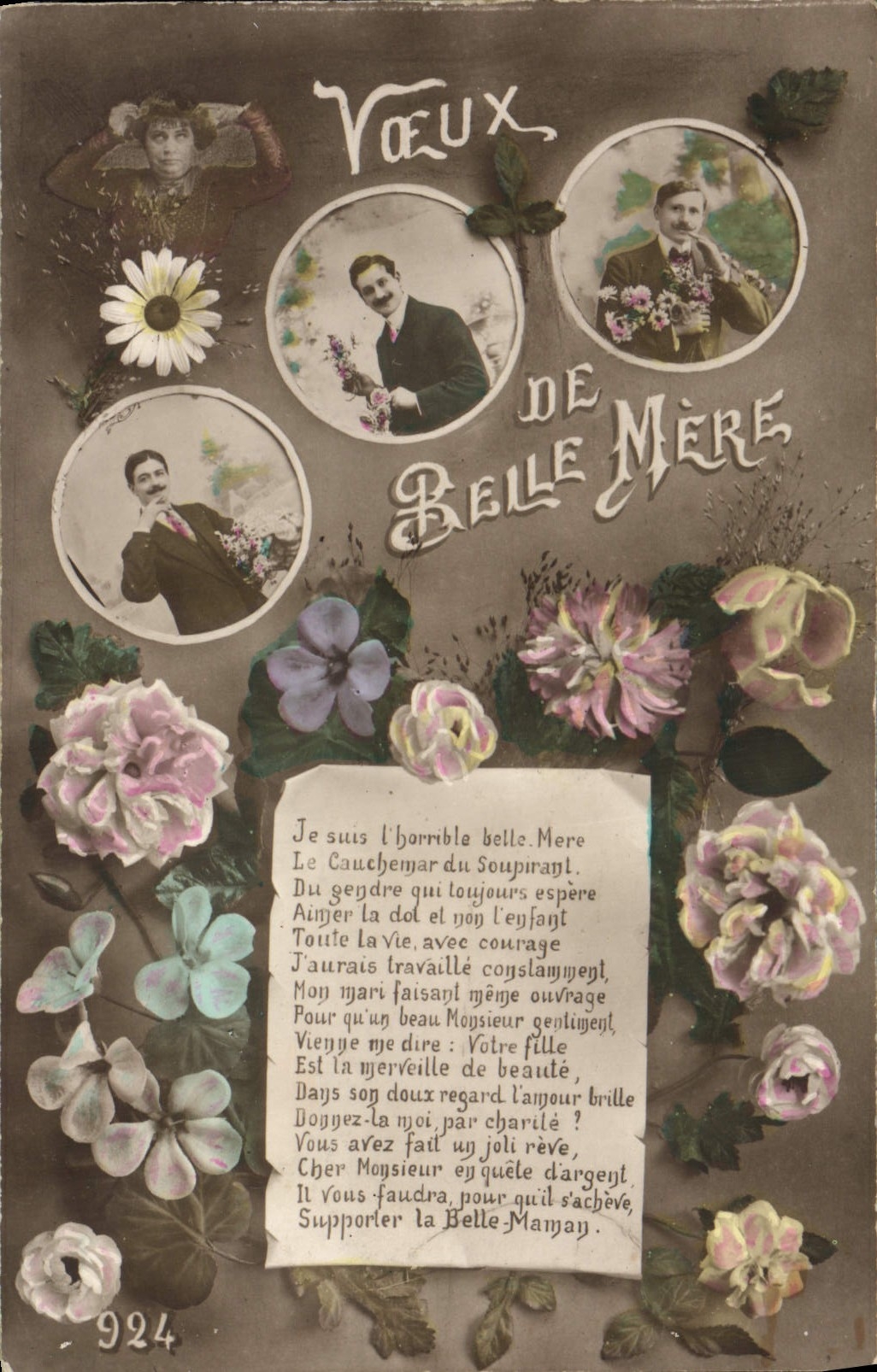 CPA Fantaisie Voeux de Belle Mere Homme
