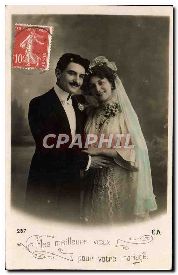 Nouveau couple marié — Carte de vœux de mariage — E.N. n°237