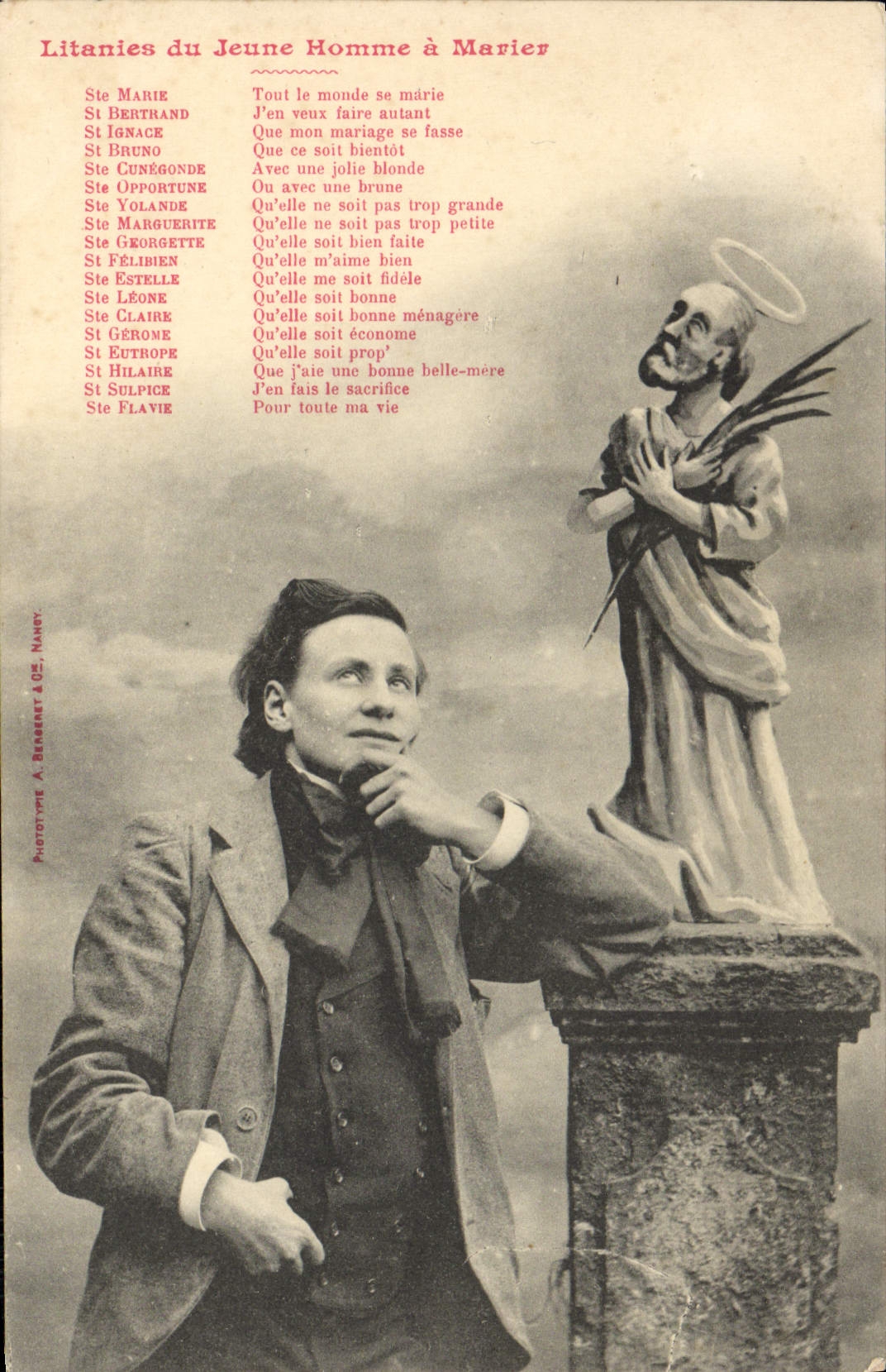 Litanies du Jeune Homme à Marier — Phototype A. Benmaret & Cie, Nancy
